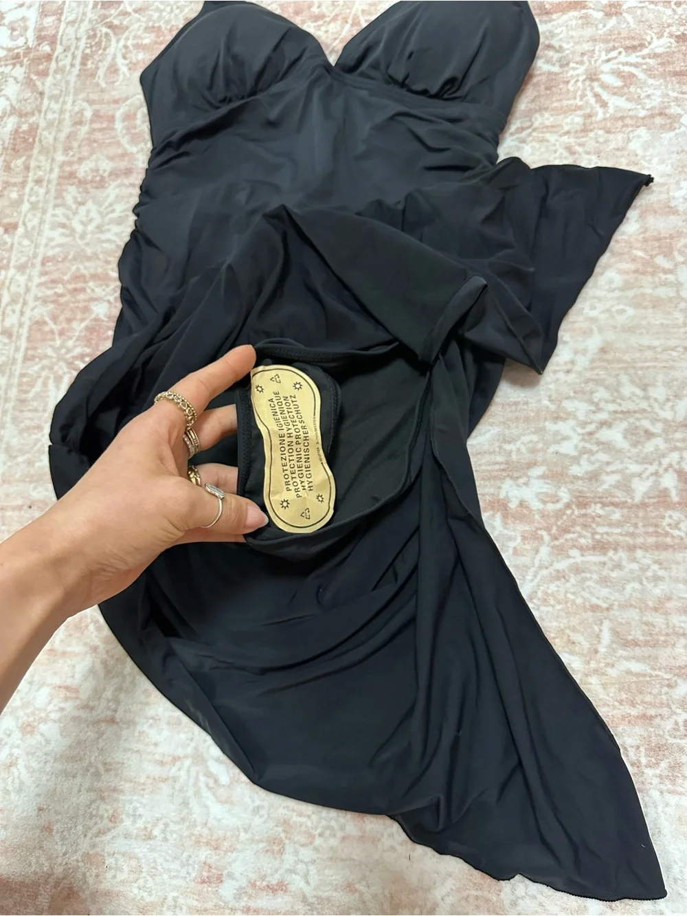 NEW 🖤Swim Black Ruched Swimdress - V-Neck - Picture 7 of 12